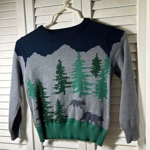 Andy & Evan Gray and Green Crewneck Sweater with Forest Design Boys size 6